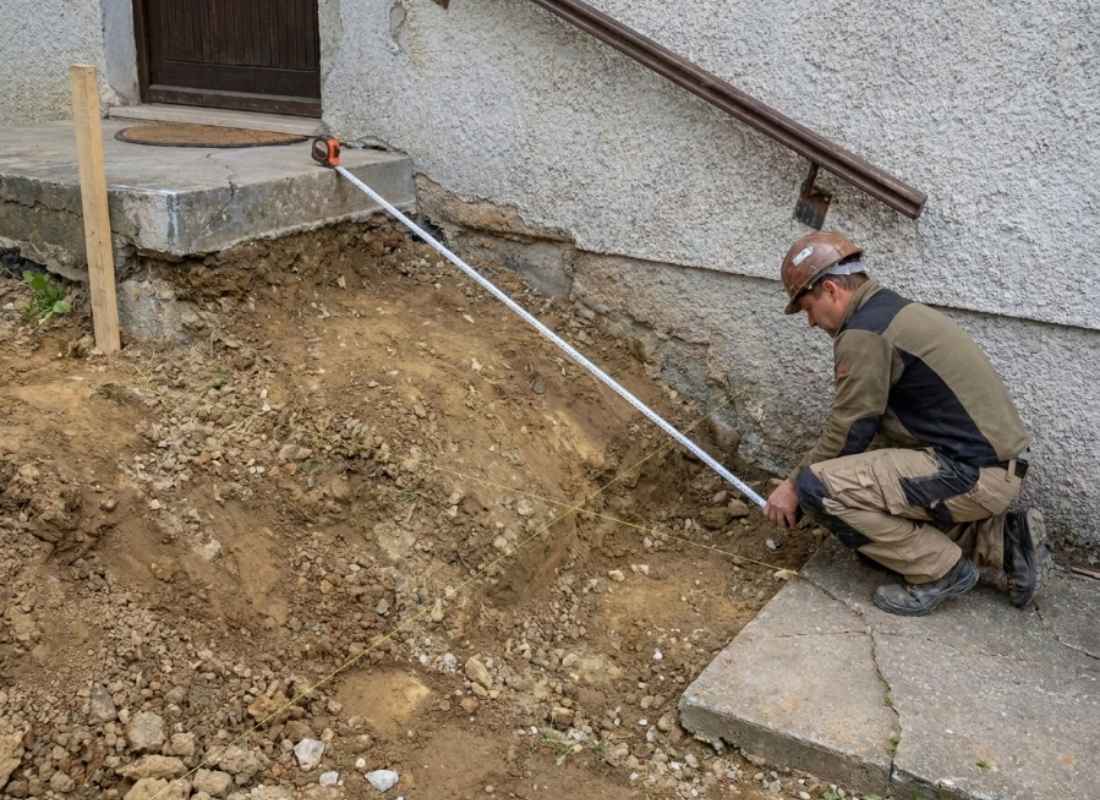 osoba meri visinu poda z aiszradu stepeništa
