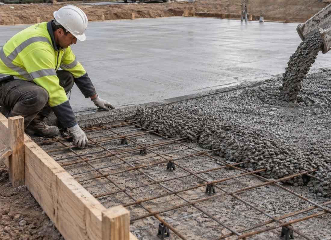 majstor proverava armaturu i distancere u toku betoniranja